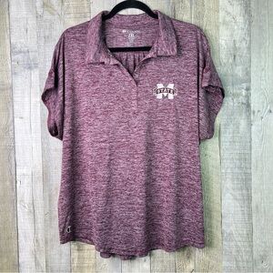 Holloway Ladies Size 2XL Mississippi State Short Cap Sleeve Notched V-Neck Shirt